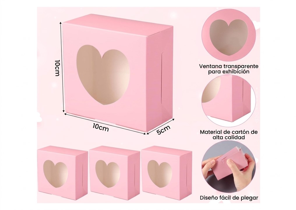 Caja cuadrada rosa con visor