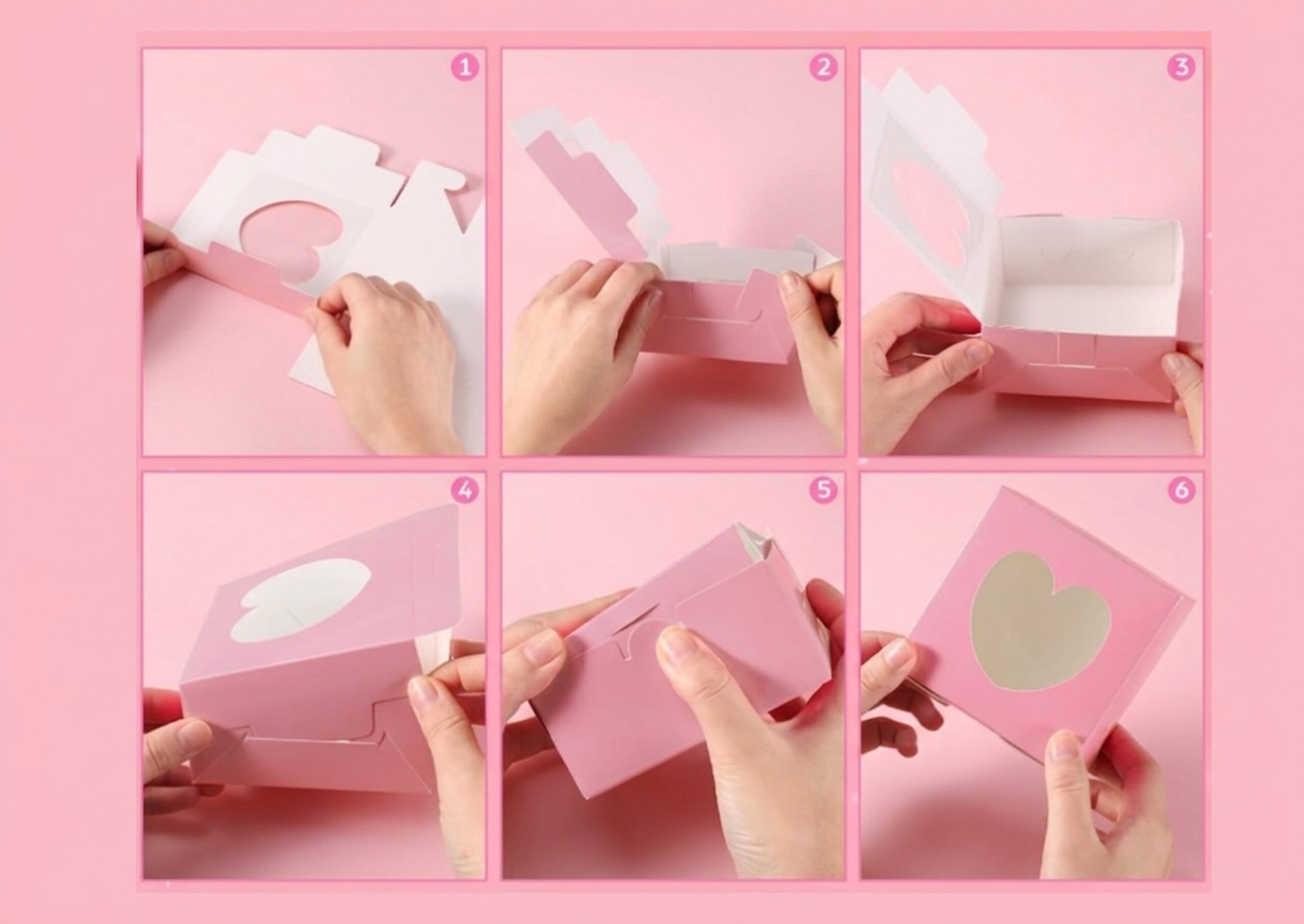 Caja cuadrada rosa con visor