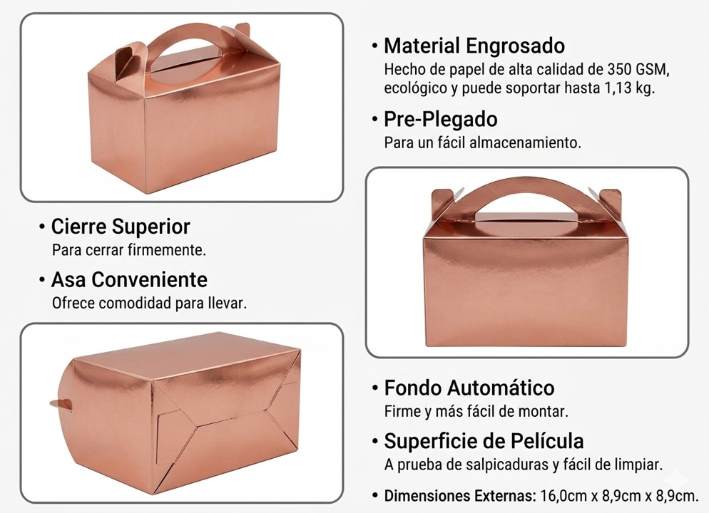 Caja metalizada con manija