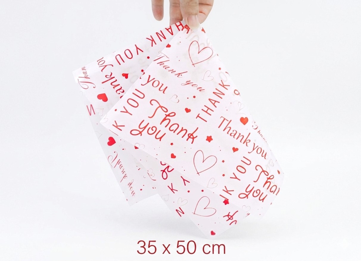 Papel estampado thank you para flores y regalos