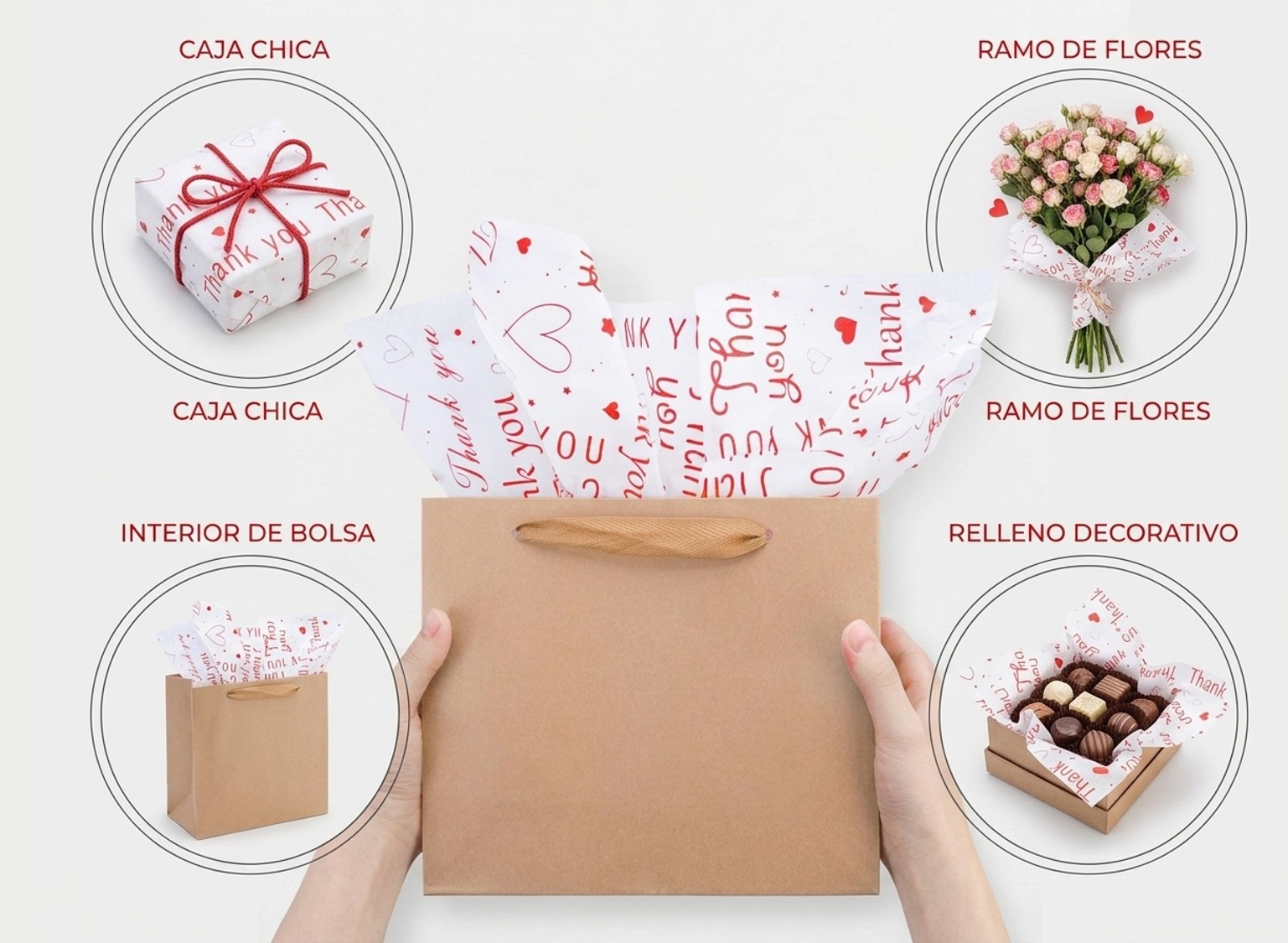 Papel estampado thank you para flores y regalos