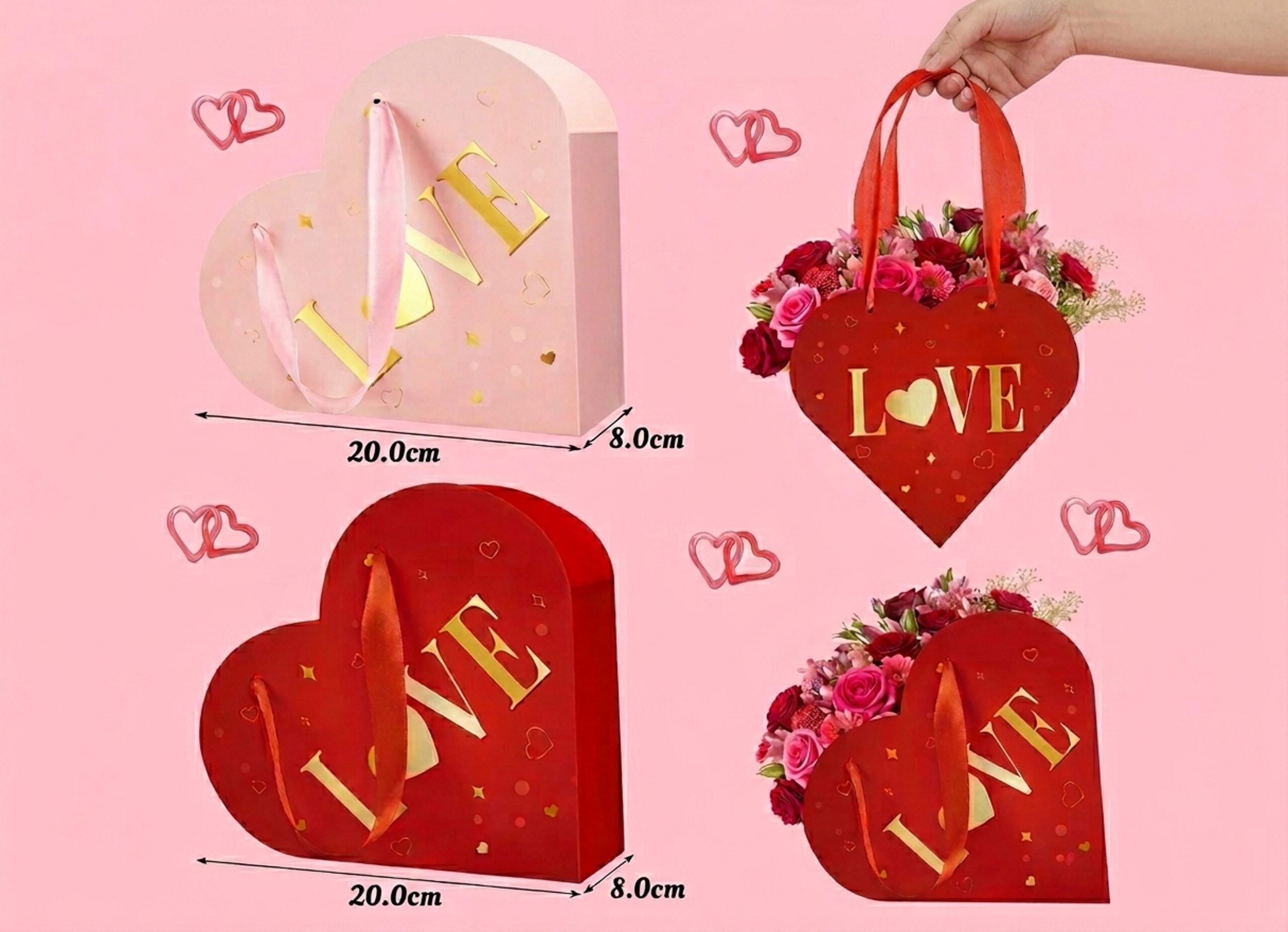 Caja corazón con manija love