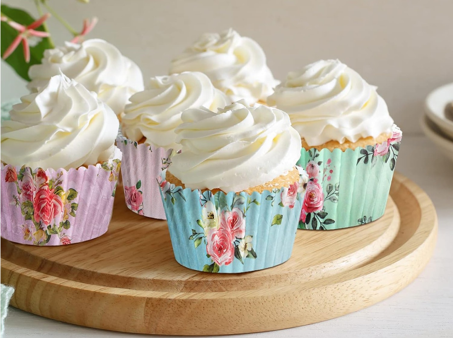 Pirotines florales para cupcakes